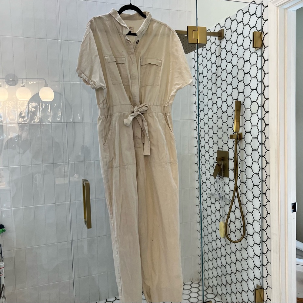 Cream Linen Jumpsuit